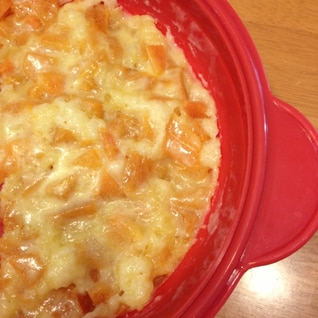 レンジで☆柿チーズの蒸しケーキ